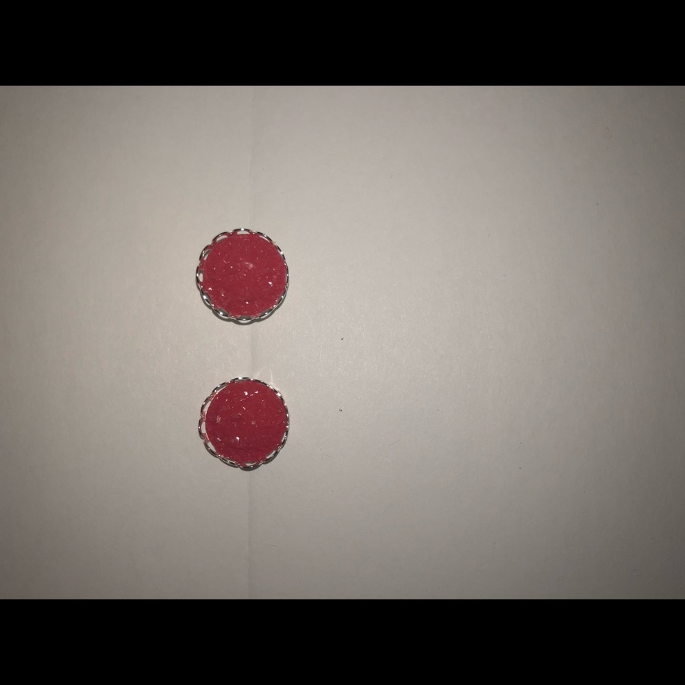Red Druzy Studs.